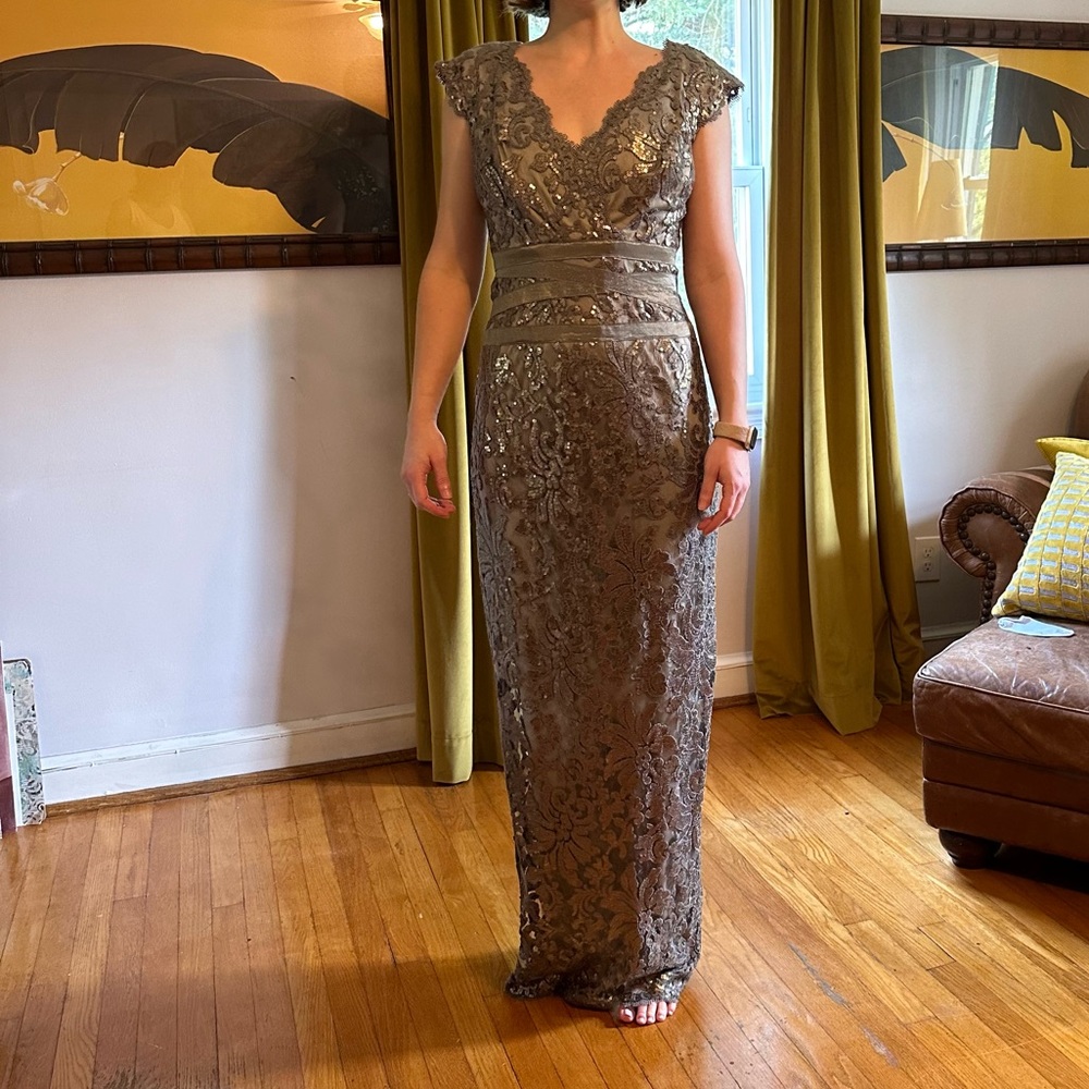 Cache Lace and Sequin Gown Double V-Neck size 6